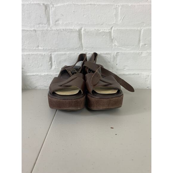 Kork-Ease Women’s Leather Platform Sandals Wedge Heel Ankle Straps Brown Size 5 - Picture 4 of 10